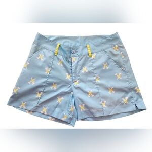 Birdies & Bows Golf Shorts Blue Line Green Golf Tee & Bow Print Size 6